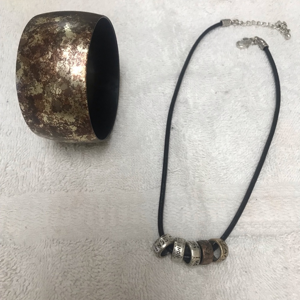 Premier Designs Hope, Faith,Love, Friends necklace and matching cuff bracelet